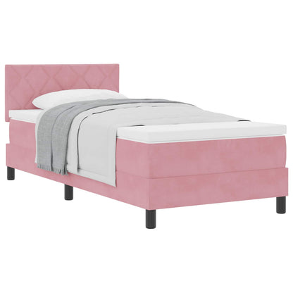 Boxspringbett mit Matratze mit Kopfteil Rosa 100 x 200 cm Samt