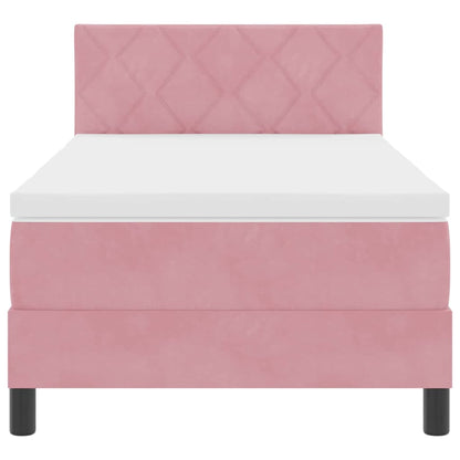 Boxspringbett mit Matratze mit Kopfteil Rosa 100 x 200 cm Samt