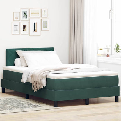 vidaXL Boxspringbett mit Matratze Dunkelgrün 120 x 190 cm Samt