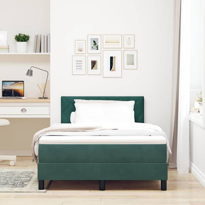 vidaXL Boxspringbett mit Matratze Dunkelgrün 120 x 190 cm Samt