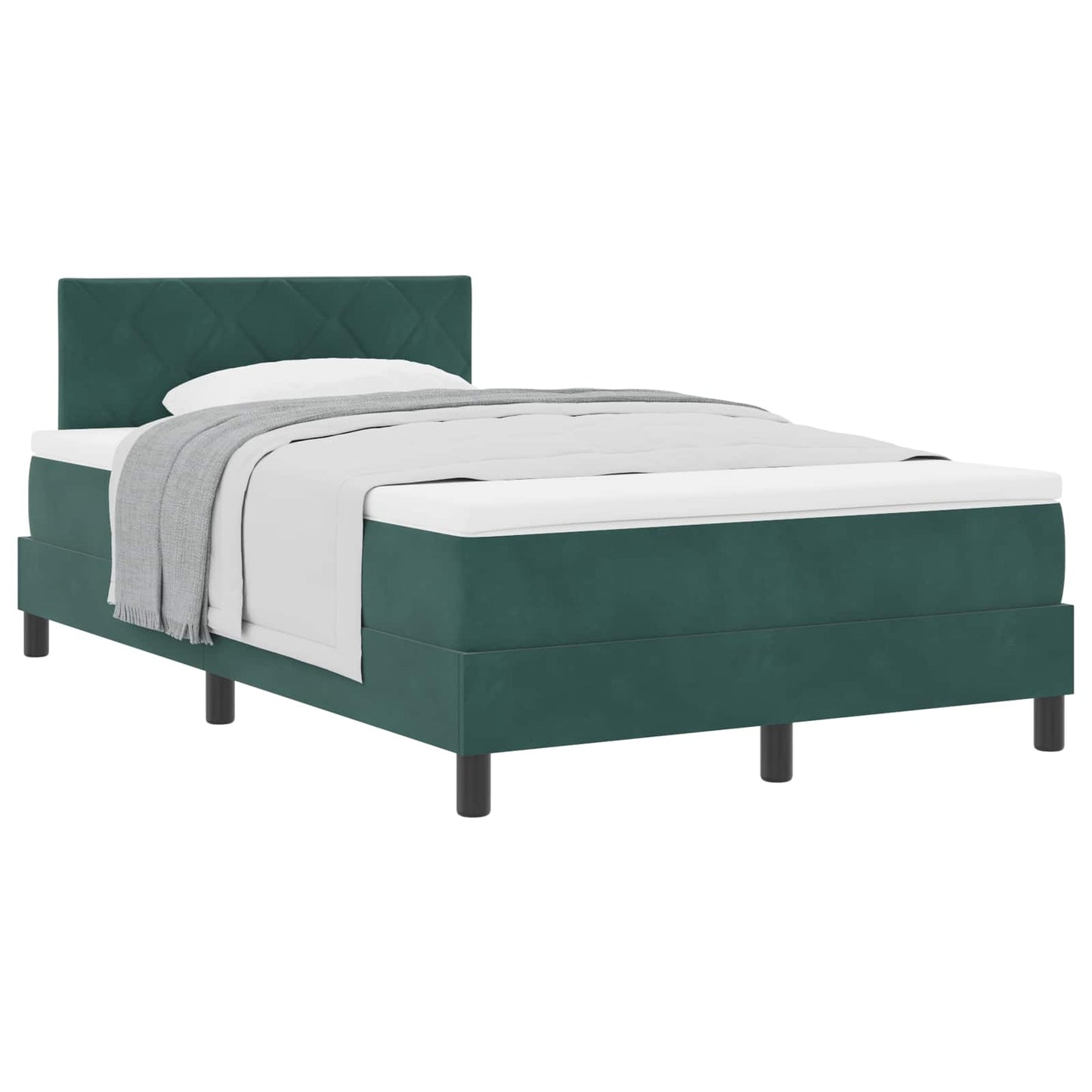 vidaXL Boxspringbett mit Matratze Dunkelgrün 120 x 190 cm Samt