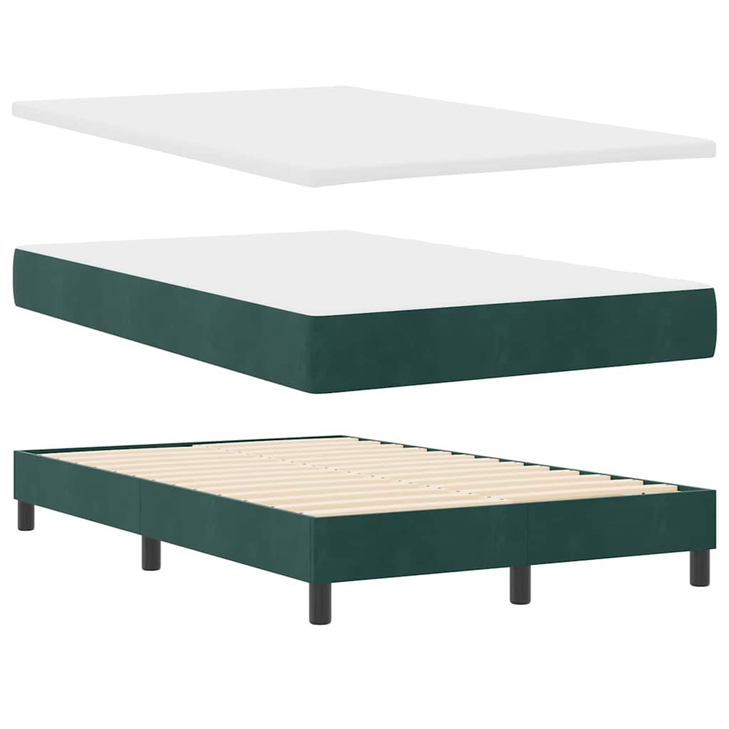 vidaXL Boxspringbett mit Matratze Dunkelgrün 120 x 190 cm Samt
