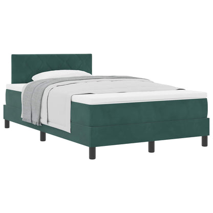 vidaXL Boxspringbett mit Matratze Dunkelgrün 120 x 200 cm Samt