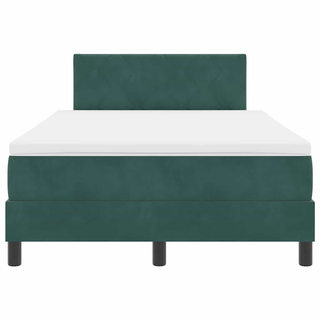 vidaXL Boxspringbett mit Matratze Dunkelgrün 120 x 200 cm Samt