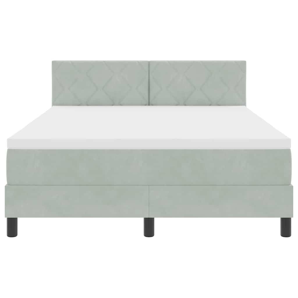 Boxspringbett mit Matratze Hellgrau 140 x 190 cm Samt