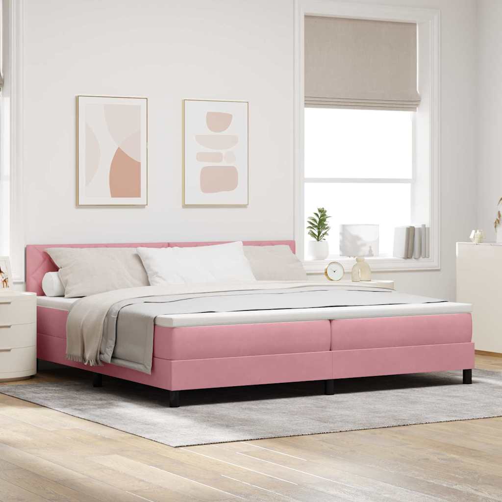 Boxspringbett mit Matratze mit Kopfteil Rosa 200 x 200 cm Samt