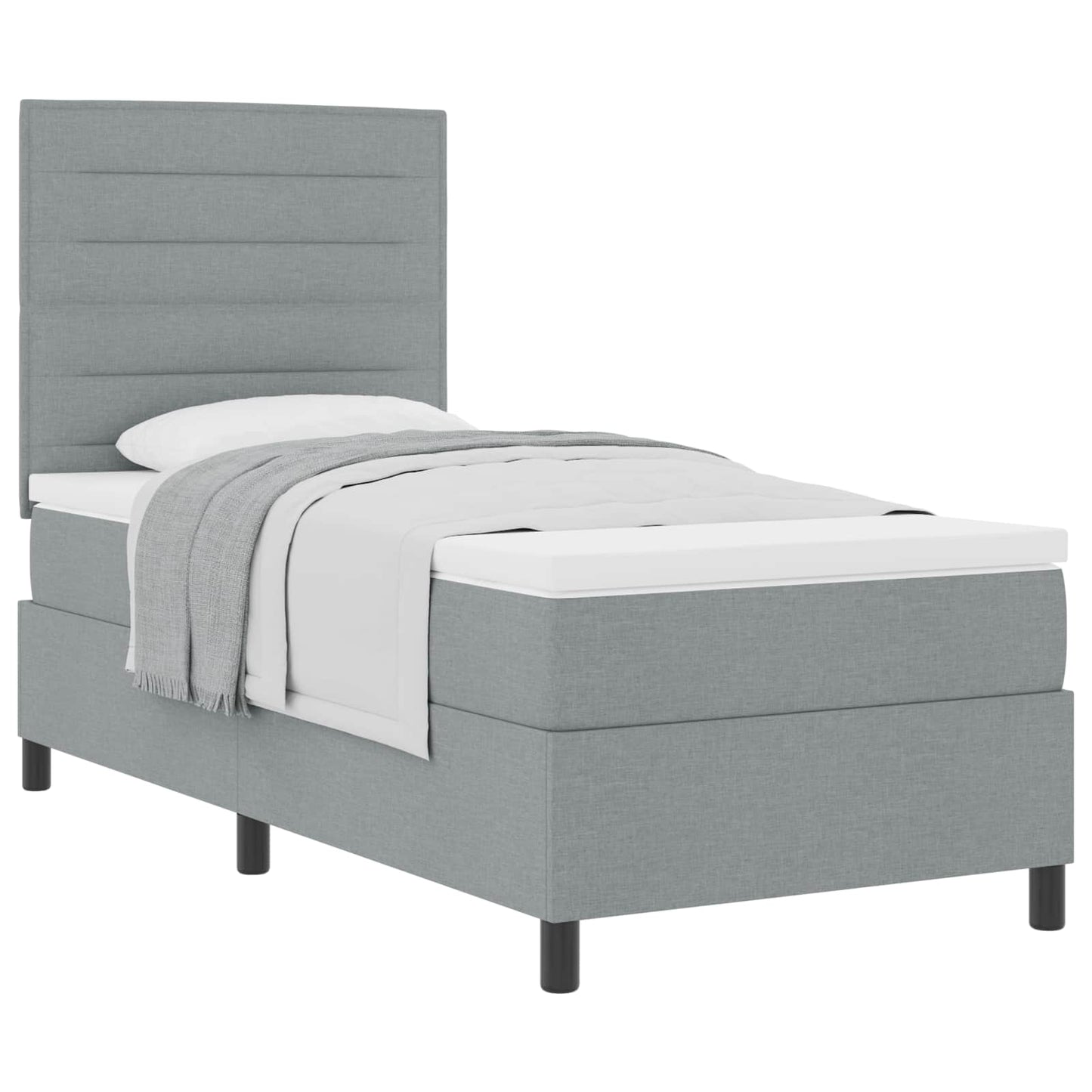 Boxspringbett mit Matratze Hellgrau 90 x 190 cm Stoff