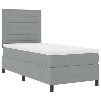 Boxspringbett mit Matratze Hellgrau 90 x 190 cm Stoff