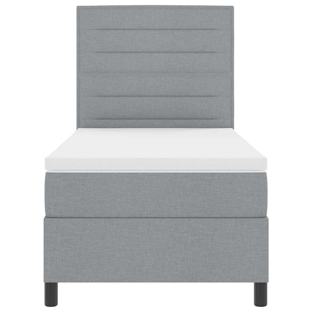 Boxspringbett mit Matratze Hellgrau 90 x 190 cm Stoff