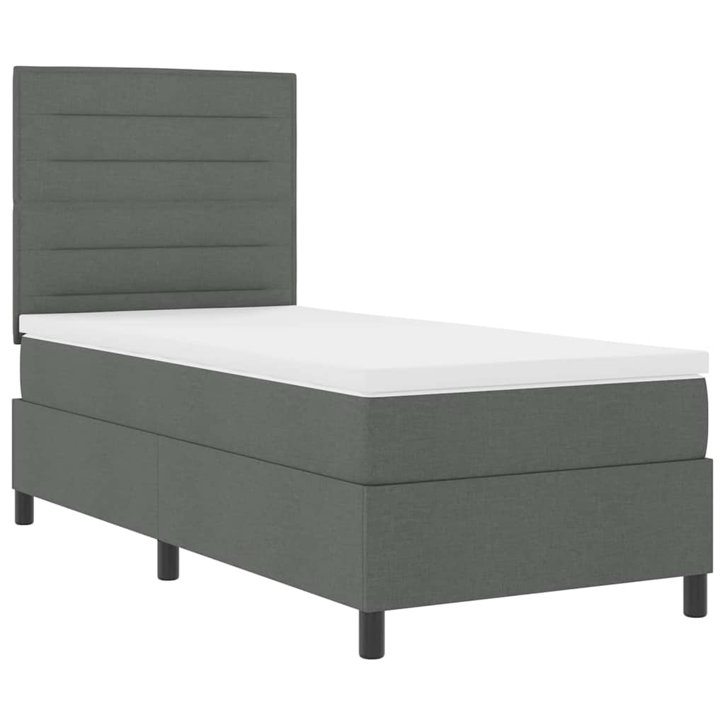 Boxspringbett mit Matratze Dunkelgrau 90 x 200 cm Stoff