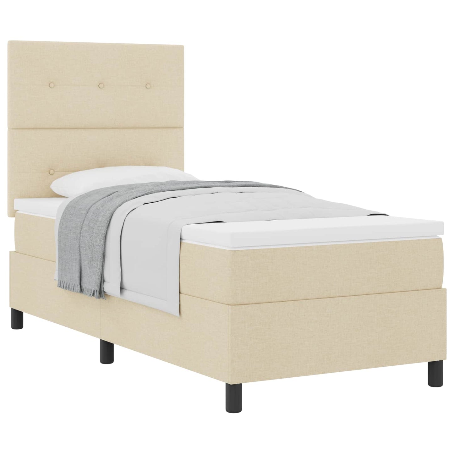 Boxspringbett mit Matratze mit Kopfteil Creme 90 x 200 cm Stoff