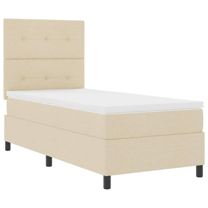 Boxspringbett mit Matratze mit Kopfteil Creme 90 x 200 cm Stoff