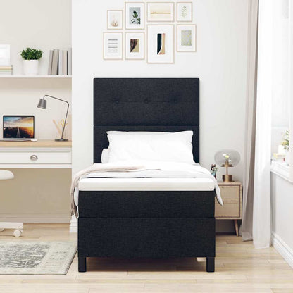 vidaXL Boxspringbett mit Matratze Schwarz 100 x 200 cm Stoff