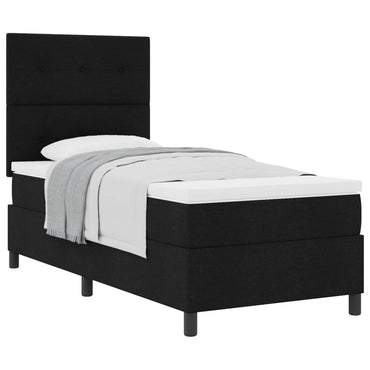 vidaXL Boxspringbett mit Matratze Schwarz 100 x 200 cm Stoff