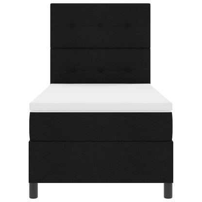 vidaXL Boxspringbett mit Matratze Schwarz 100 x 200 cm Stoff