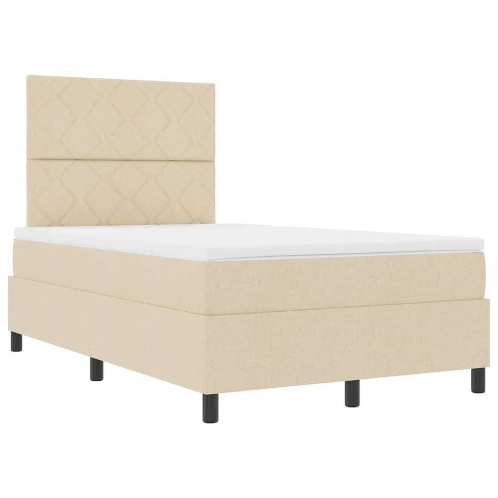 vidaXL Boxspringbett mit Matratze Creme 120 x 190 cm Stoff