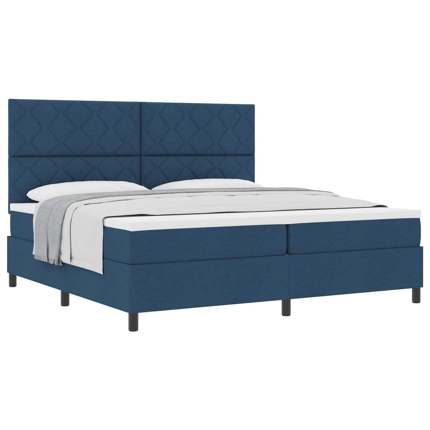 Boxspringbett mit Matratze mit Kopfteil Blau 200 x 200 cm Stoff
