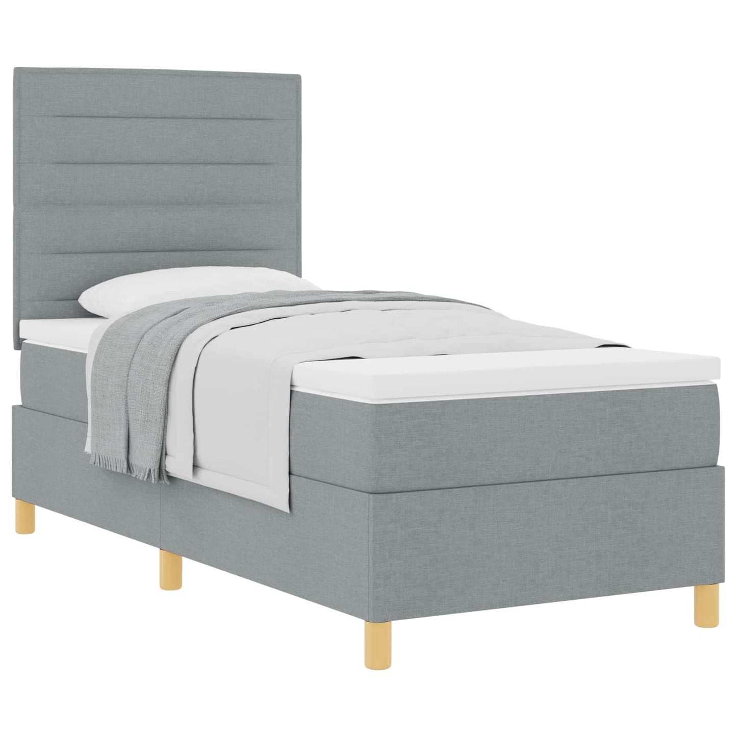 Boxspringbett mit Matratze Hellgrau 90 x 190 cm Stoff