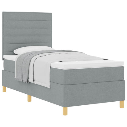 Boxspringbett mit Matratze Hellgrau 90 x 190 cm Stoff