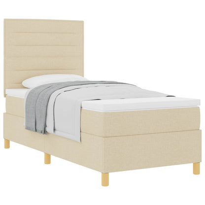 Boxspringbett mit Matratze mit Kopfteil Creme 90 x 200 cm Stoff