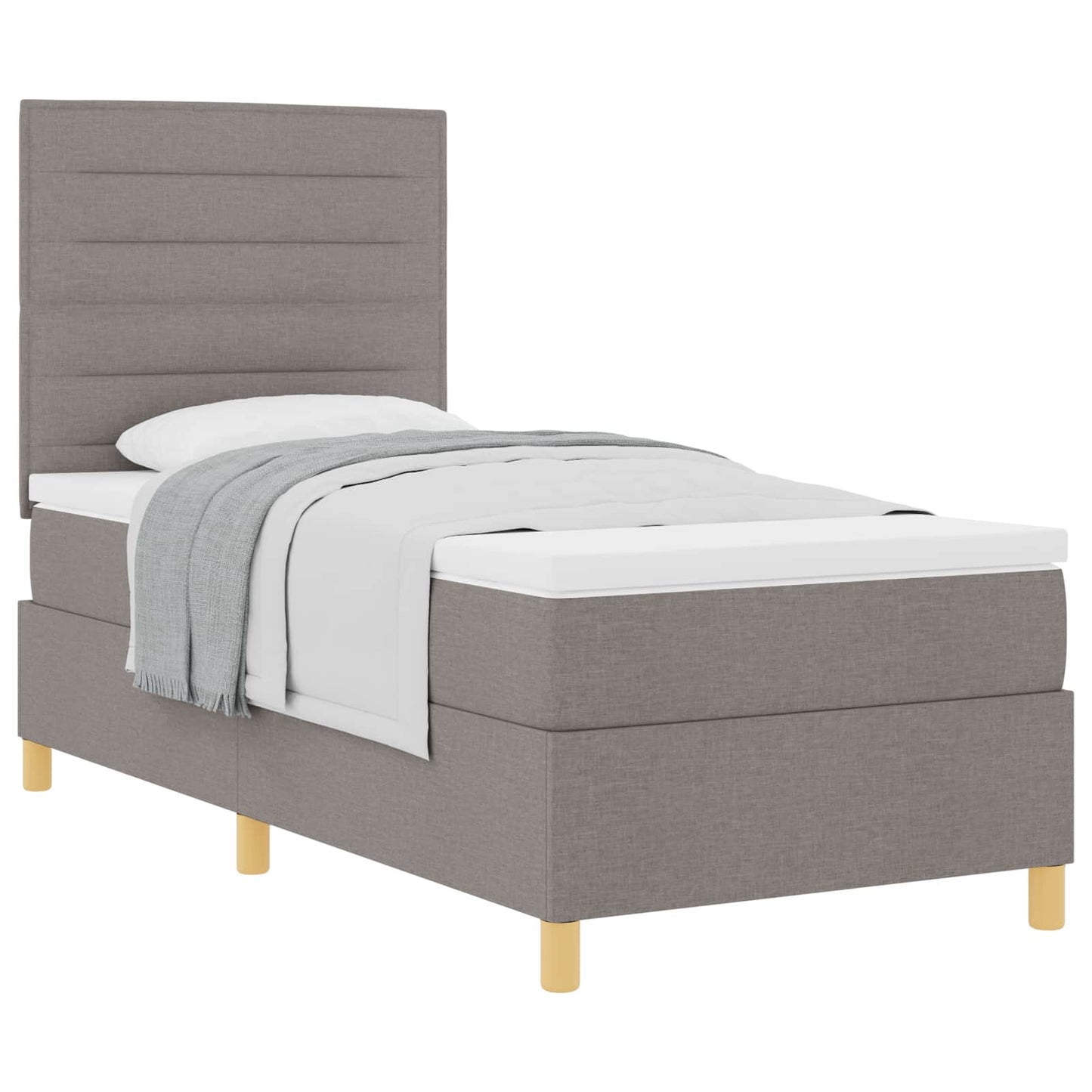 Boxspringbett mit Matratze Taupe 100 x 200 cm Stoff