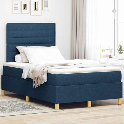 Boxspringbett mit Matratze mit Kopfteil Blau 120 x 200 cm Stoff