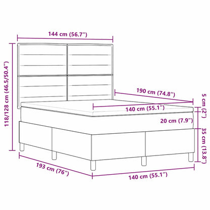 vidaXL Boxspringbett mit Matratze Schwarz 140 x 190 cm Stoff