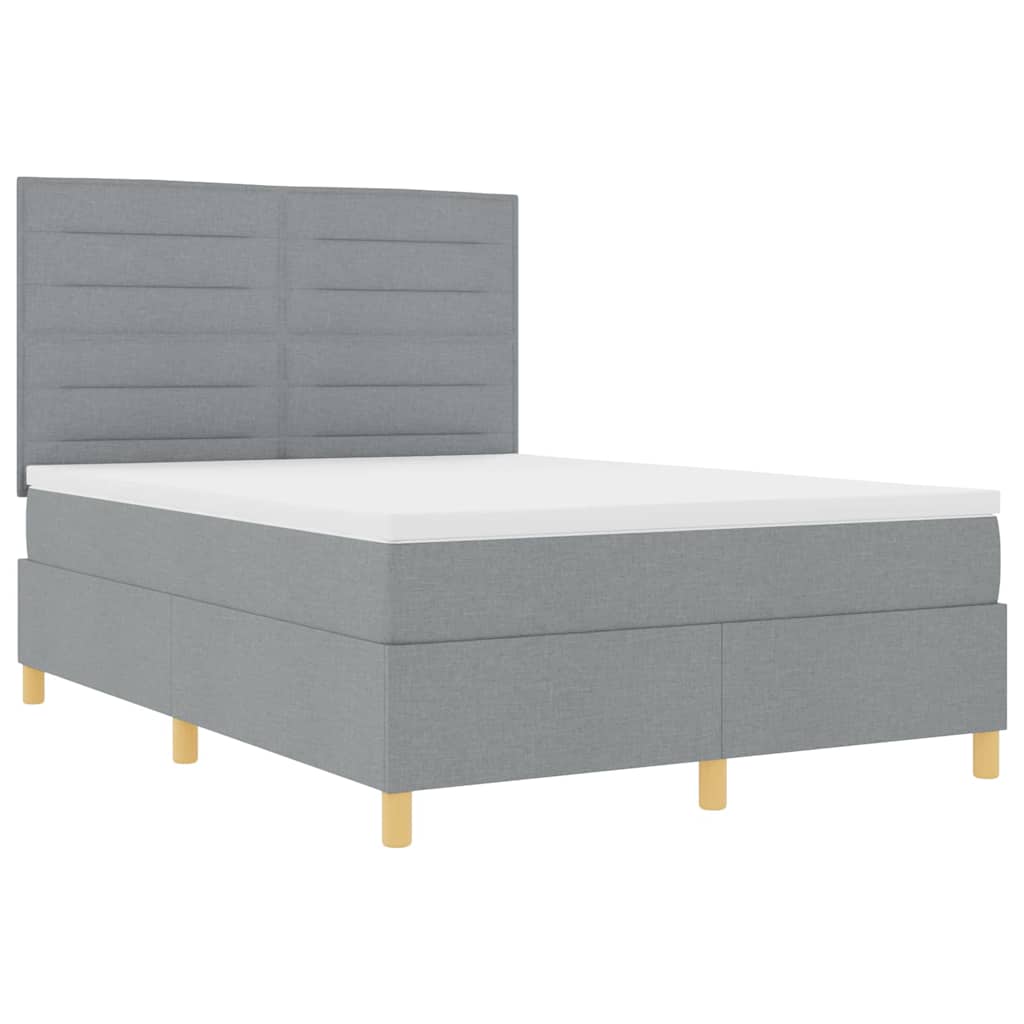Boxspringbett mit Matratze Hellgrau 140 x 200 cm Stoff