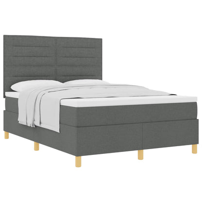 Boxspringbett mit Matratze Dunkelgrau 140 x 200 cm Stoff