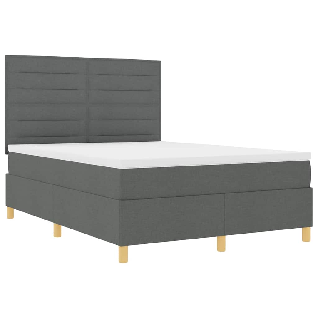 Boxspringbett mit Matratze Dunkelgrau 140 x 200 cm Stoff