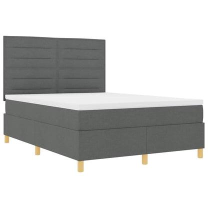 Boxspringbett mit Matratze Dunkelgrau 140 x 200 cm Stoff