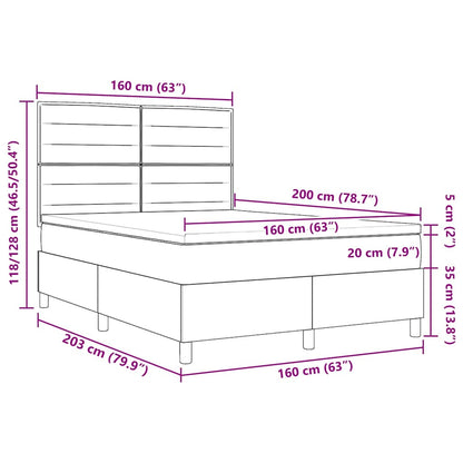 vidaXL Boxspringbett mit Matratze Schwarz 160 x 200 cm Stoff