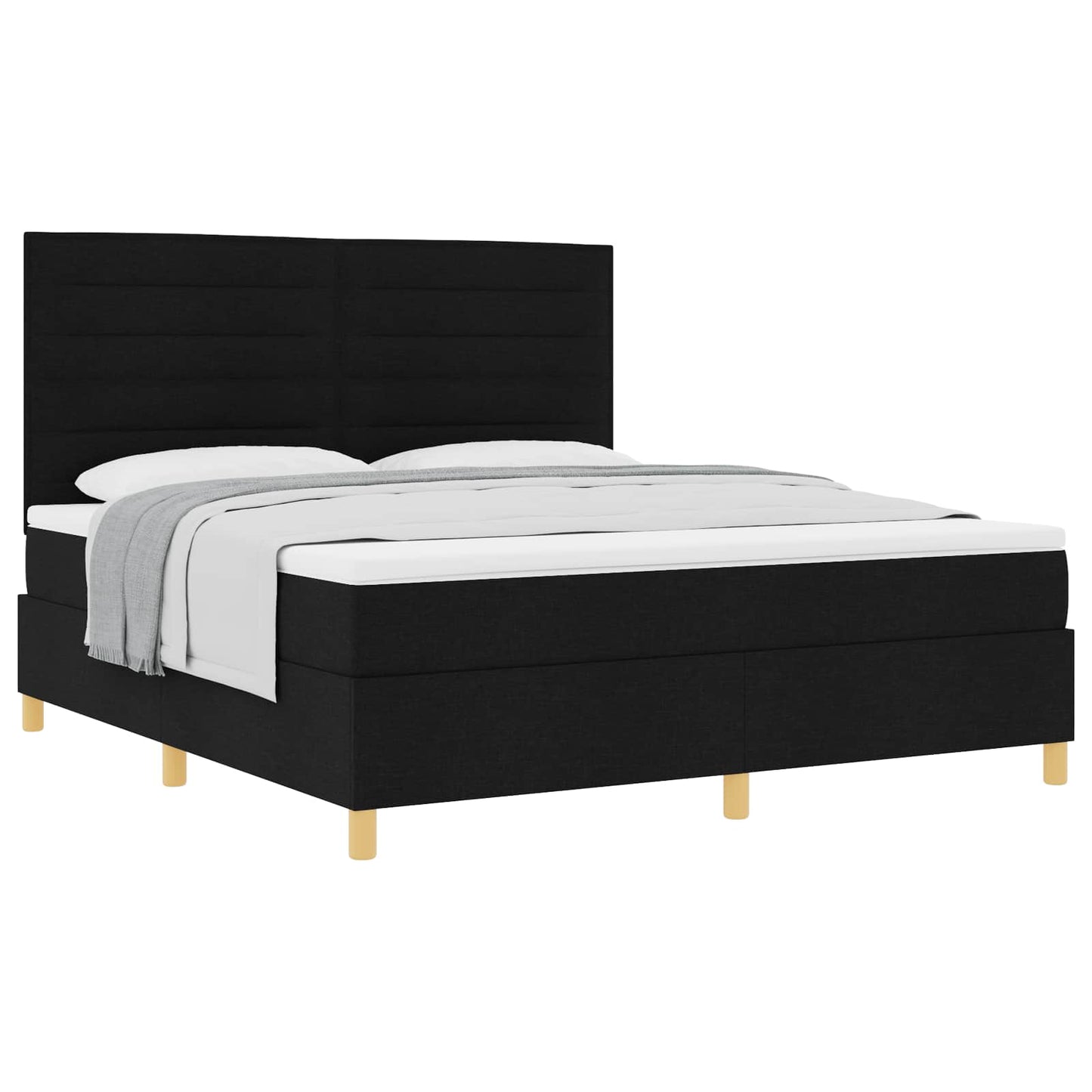 vidaXL Boxspringbett mit Matratze Schwarz 180 x 200 cm Stoff