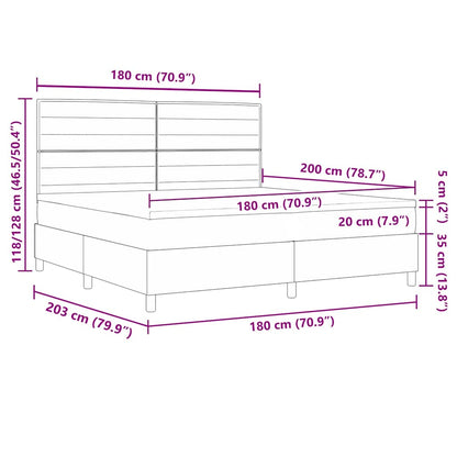 vidaXL Boxspringbett mit Matratze Schwarz 180 x 200 cm Stoff