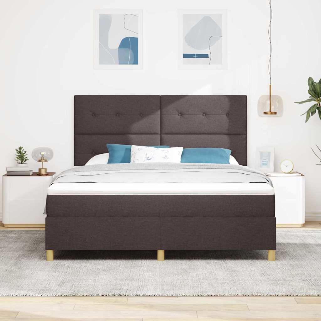 vidaXL Boxspringbett mit Kopfteil Dunkelbraun 180 x 200 cm Stoff
