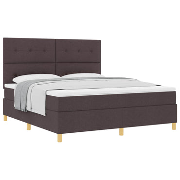 vidaXL Boxspringbett mit Kopfteil Dunkelbraun 180 x 200 cm Stoff