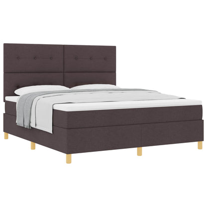 vidaXL Boxspringbett mit Kopfteil Dunkelbraun 180 x 200 cm Stoff