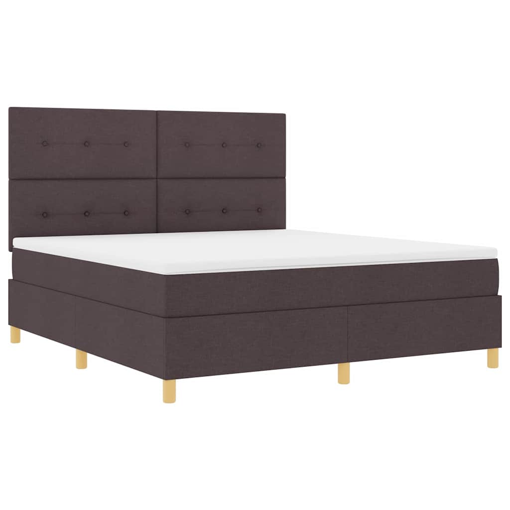 vidaXL Boxspringbett mit Kopfteil Dunkelbraun 180 x 200 cm Stoff