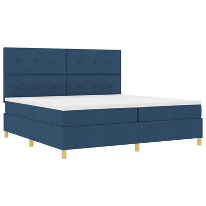 Boxspringbett mit Matratze mit Kopfteil Blau 200 x 200 cm Stoff