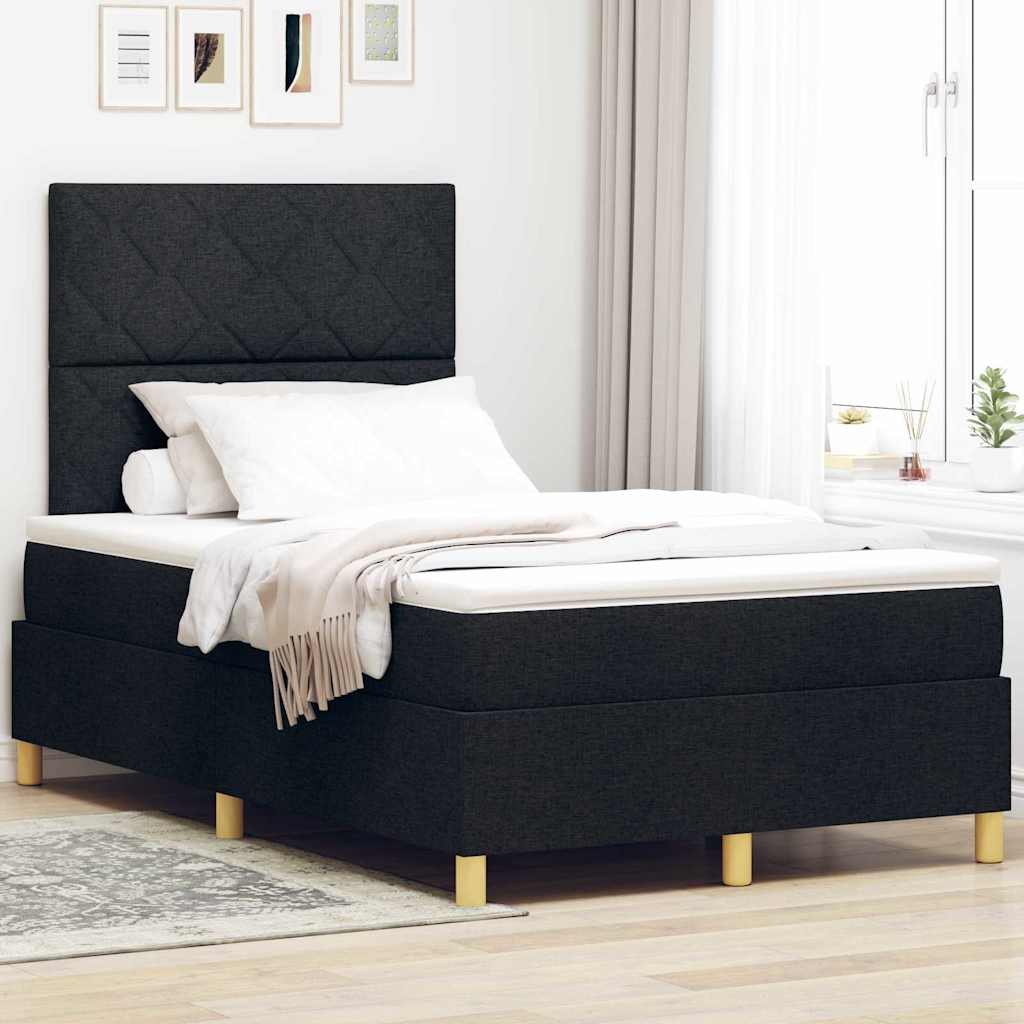 Boxspringbett mit Matratze Schwarz 120 x 200 cm Stoff