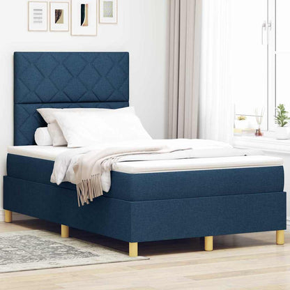 Boxspringbett mit Matratze mit Kopfteil Blau 120 x 200 cm Stoff