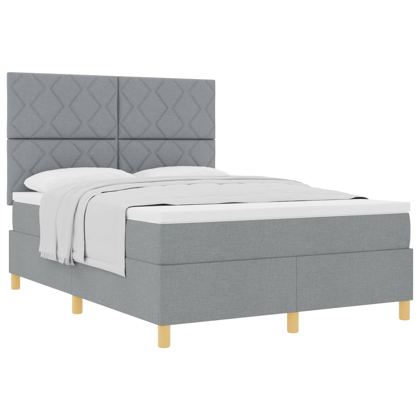 Boxspringbett mit Matratze Hellgrau 160 x 200 cm Stoff