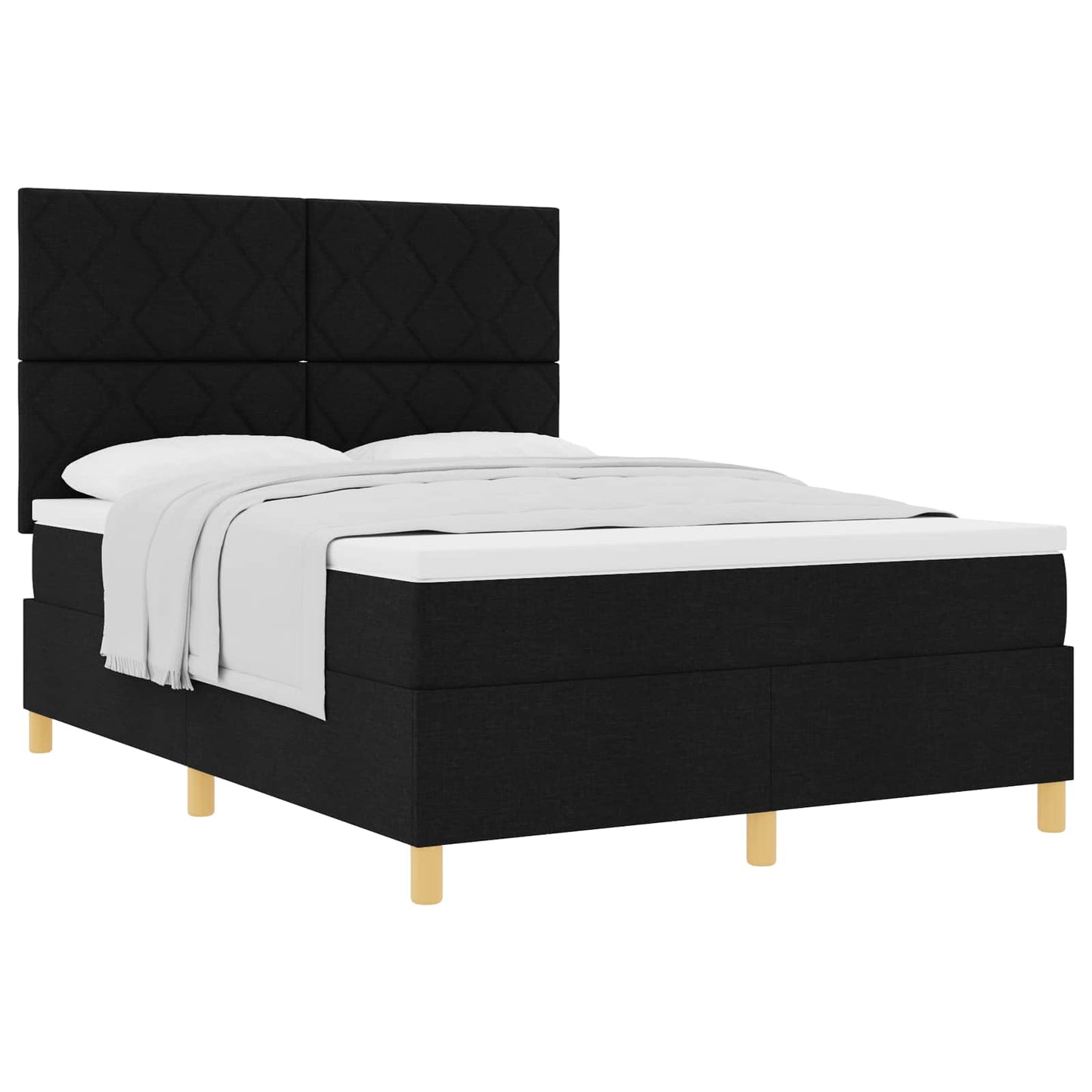 vidaXL Boxspringbett mit Matratze Schwarz 160 x 200 cm Stoff