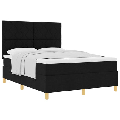 vidaXL Boxspringbett mit Matratze Schwarz 160 x 200 cm Stoff