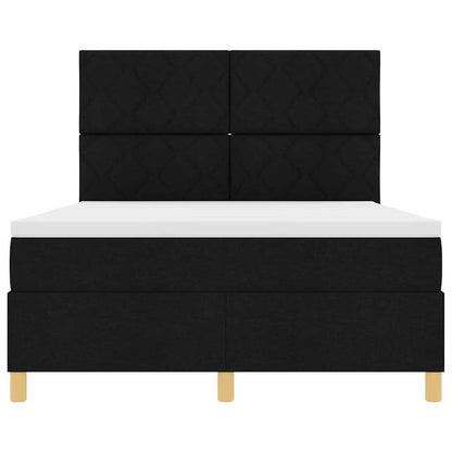 vidaXL Boxspringbett mit Matratze Schwarz 160 x 200 cm Stoff