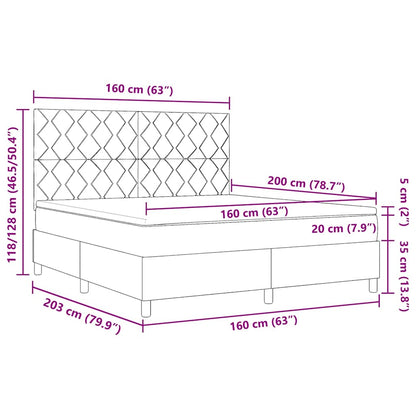vidaXL Boxspringbett mit Matratze Schwarz 160 x 200 cm Stoff