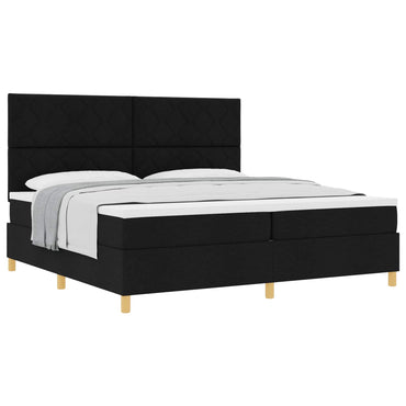 vidaXL Lit à sommier tapissier avec matelas Noir 200 x 200 cm Tissu