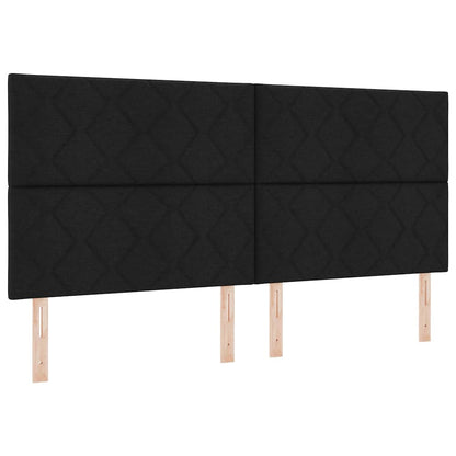 vidaXL Lit à sommier tapissier avec matelas Noir 200 x 200 cm Tissu