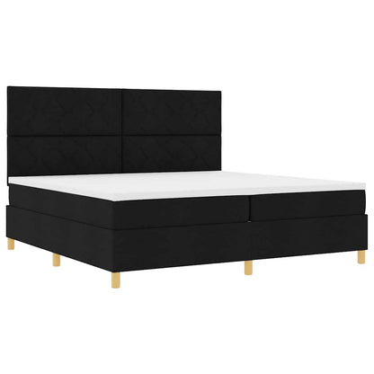 vidaXL Lit à sommier tapissier avec matelas Noir 200 x 200 cm Tissu