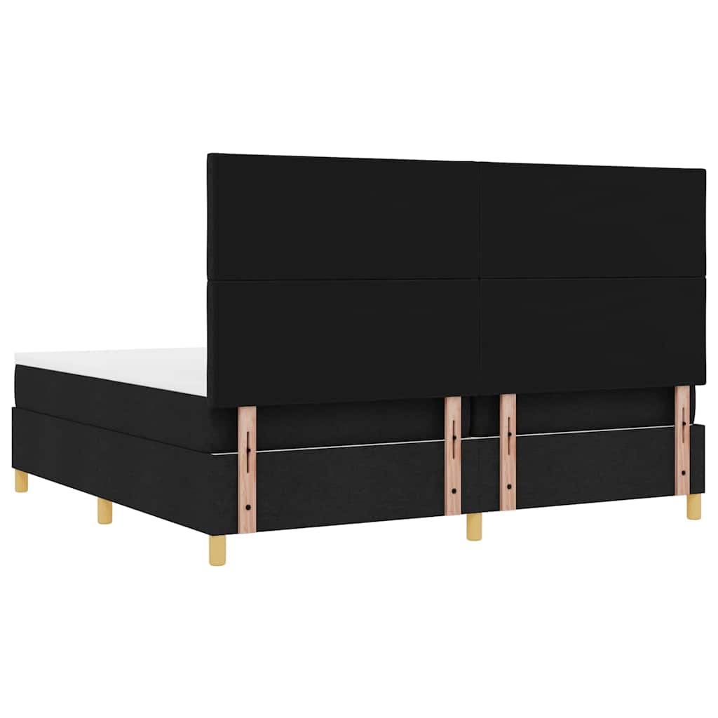 vidaXL Lit à sommier tapissier avec matelas Noir 200 x 200 cm Tissu